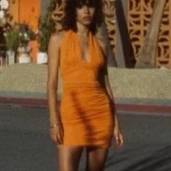 🦋 NWT 🌸 ZARA HALTER MINI BRIGHT ORANGE COCKTAIL PARTY NYE DRESS - Picture 4 of 7